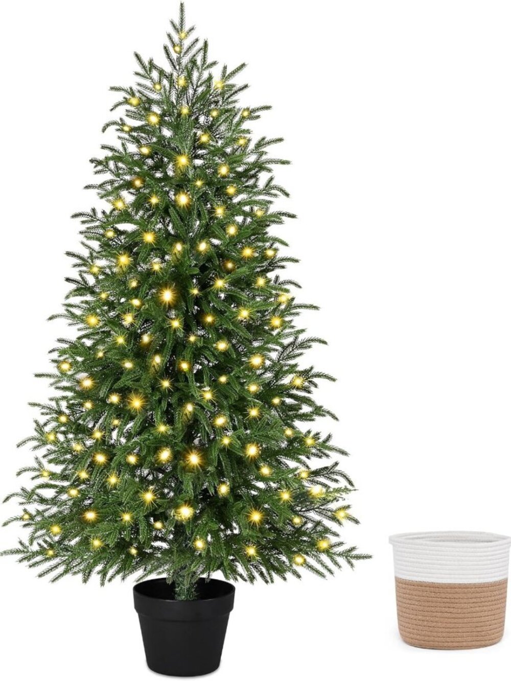 4FT Prelit Norfolk Pine Christmas Tree with Lights - Festive Holiday Decor